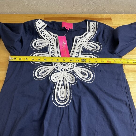 Lilly Pulitzer Size XS Navy Blue Swim Piet Coverup Dress Embroidered Size XS NEW - Picture 11 of 12